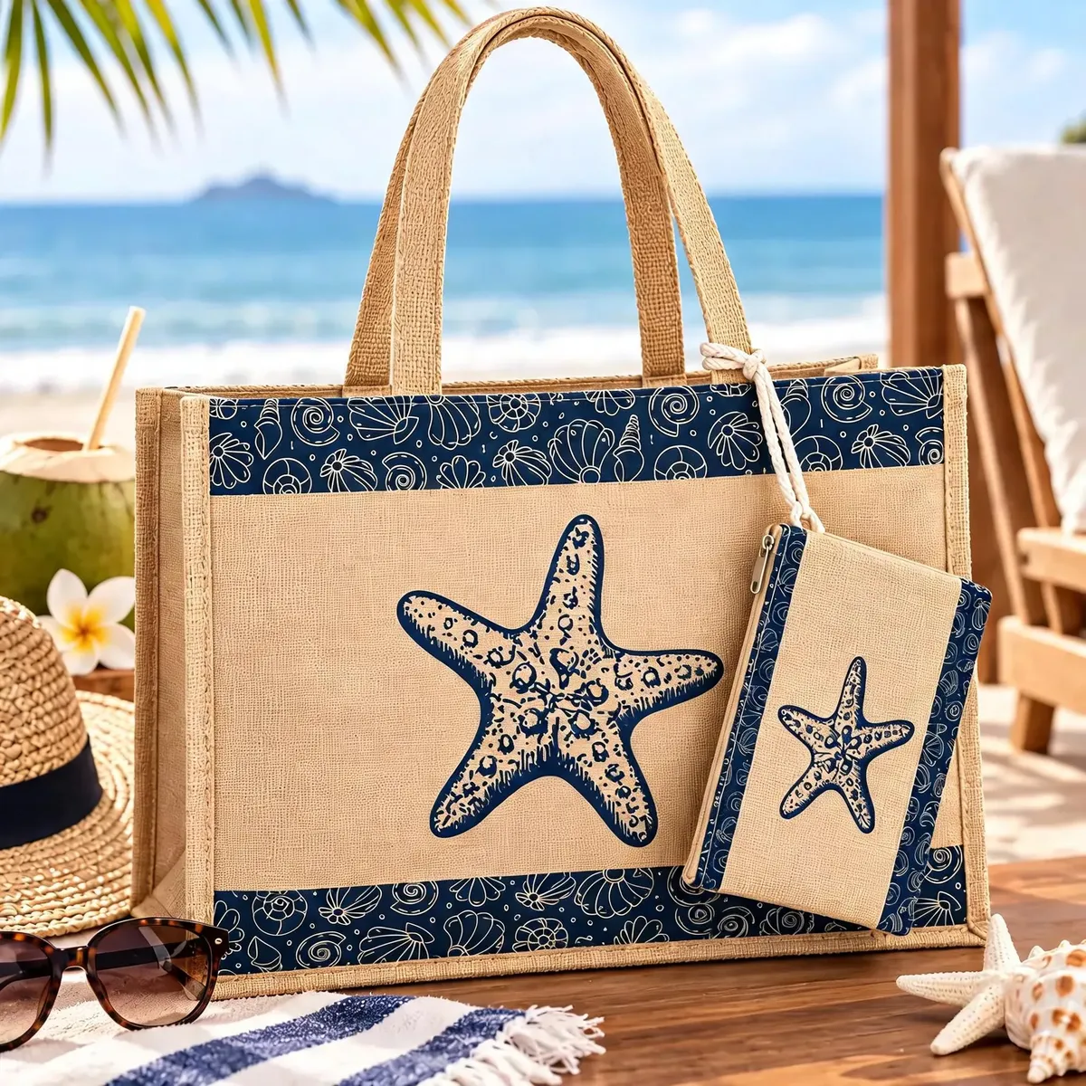 Bolsa de Praia Grande + Nécessaire de Brinde